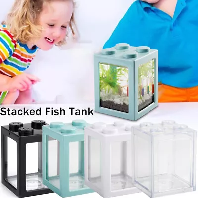  Mini Desktop Aquarium Decorative Fish Tank Stackable Office Tea Table Decor • $10.36