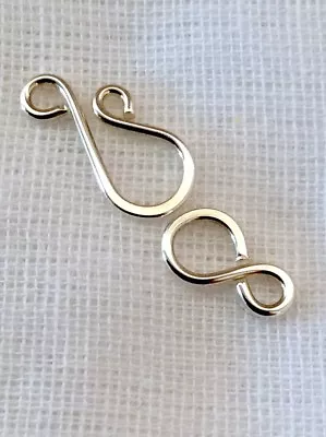 1 Large Sterling Silver 26mm Hook & Eye Clasp 925 Jewellery Making Findings UK  • £6.50