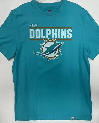 NEW Majestic Large Men’s Miami Dolphins Aqua Team NFL Jersey Shirt • $12.99