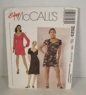 Easy McCall's 3523  Sweetheart Neckline Dress Pattern Misses 12-18 Uncut • $6.99