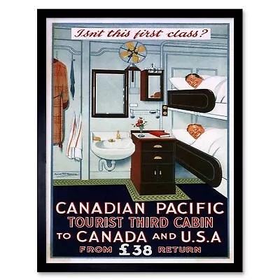 Travel Canadian Pacific Tourist Third Cabin Canada Usa Vintage Framed Art Print • $23.49