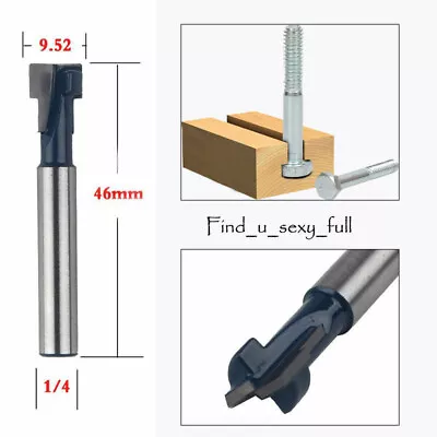 46mm T-Slot Cutter Router Bit For Wood 3/8 Inch Hex Bolt Heads 1/4 Inch Shank • $6.88