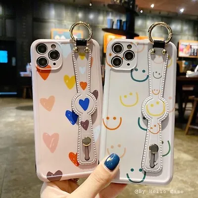 $11.99 • Buy Cute Cartoon Heart&SmileyWristband Stand Soft Case Cover For IPhone 12 11 Pro XR