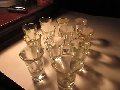 Set 12 Vintage 1970's Clear 2 3/4  Heavy Bottom Flared Tequila Shot Glasses-mint • $12.59