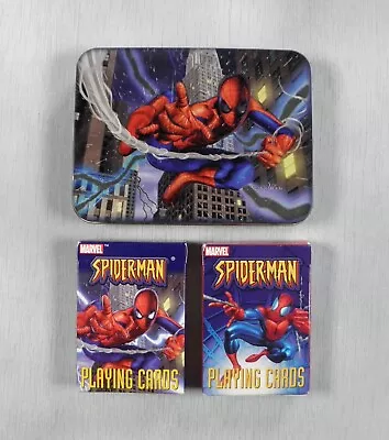 Spider-man Set Playing Cards In Tin Box 2 Decks Marvel 2003 - Open Box Marvel • $12.95