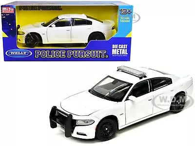 2016 Dodge Charger Pursuit Police Unmarked White 1/24 Diecast Car By Welly 24079 • $18.49