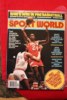 1980 SPORT WORLD-Moses Malone-Houston(cover)-Dr. J (B&W Poster)-Who's Who Pro BB • $35