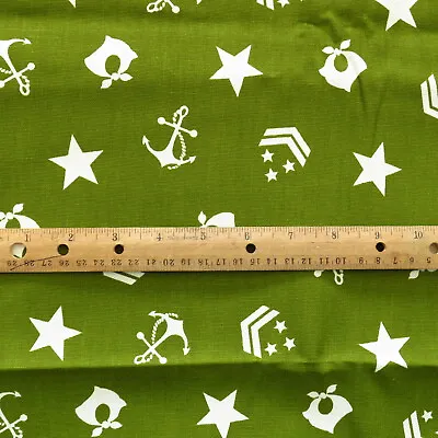 Vintage Nautical Theme Canvas Fabric Green BTY • $10.80