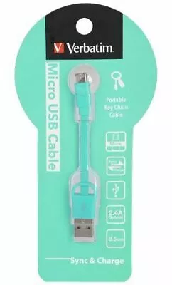 Verbatim Sync And Charge Micro USB Cable Keychain 2.4A Aqua Blue • $3.99