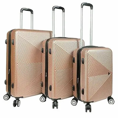 Hard Shell Luggage 4 Wheel Travel Trolley Set Of 3 ABS Holiday Suitcase Bags Set • £62.50