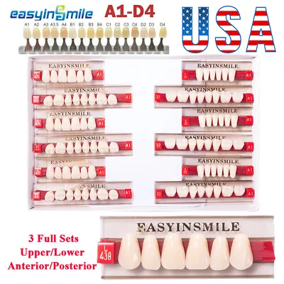 Dental Acrylic Resin Denture False Teeth DIY Upper Lower Full Set Shade A1/A2/A3 • $17.74