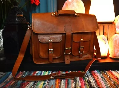 Office Crossbody New Handbag Business Unisex Sling Leather Briefcase Laptop Bag • $79.05