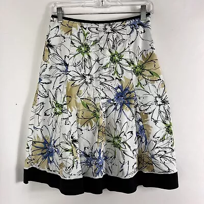 Tailor B Moss Skirt Womens Size 2 Floral A-Line Knee Length Cotton Blend Stretch • $7.99