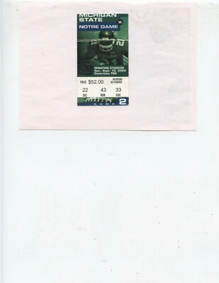 $5.99 • Buy 2004 MICHIGAN STATE Vs NOTRE DAME FOOTBALL TICKET STUB (IRISH 31, SPARTANS 24)
