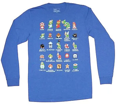 Super Mario Brothers Mens Long Sleeve  T-Shirt - Classic Characters Defined • $16.98