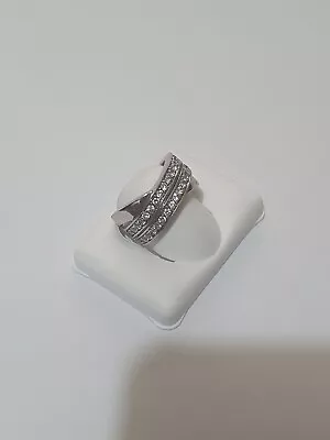 925 Silver Ladies Plain Multi Czs  Ring Size Q1/2 • £13