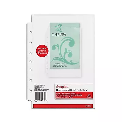 Staples Heavyweight Sheet Protector 5.5  X 8.5  Clear 25/Pack (15942) • $8.70