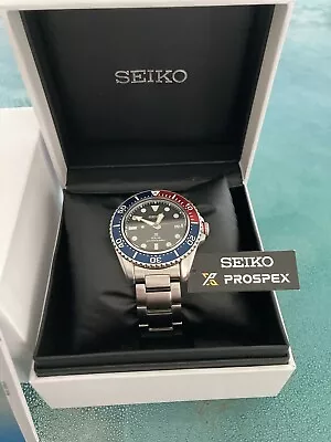 Seiko Prospex SNE591P1 Pepsi Divers 200M Solar Quartz Watch & Extra Strap • £230