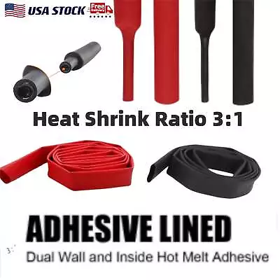 Marine Grade Industrial Red Black Dual Wall Heat Shrink Tubing Wire Wrap 3:1 Kit • $8.59