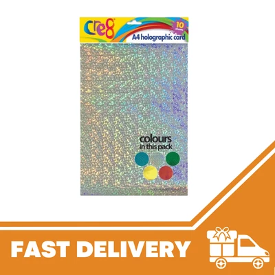 £3.45 • Buy 10x A4 Holographic Card Paper Craft Board Assorted Color Metallic Shine Kids Art