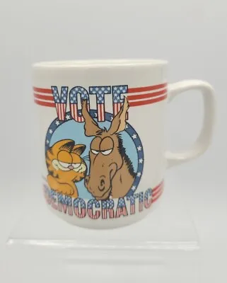 Vintage 1978 Garfield Coffee Mug Vote Democratic Enesco Democrat Cat Political • $22