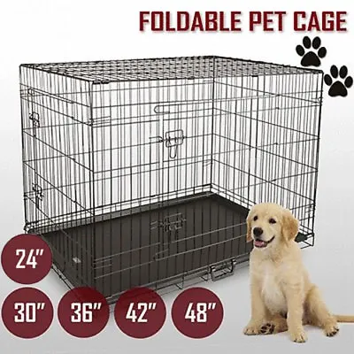 £85.98 • Buy Portable Collapsible Pet Dog Cage Wire Metal Crate Kennel Puppy Cat Rabbit House