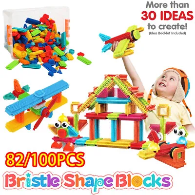 Building Block Build And Play Bristle Shape Blocks Fun Bricks Set For Kids Child • $35.52