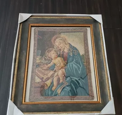 Madonna Virgin Mary Baby Jesus NEW IN BOX Framed Tapestry Art Malden 14  X 18  • $44.95