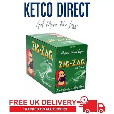 100x Zig Zag Green Standard Regular Size Smoking Rolling Papers Cut Corners • £13.38
