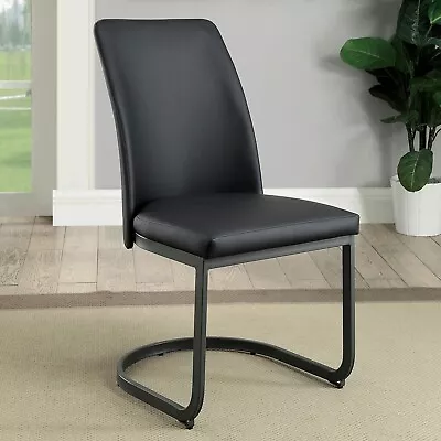 Dark Gray Set Of 2pcs Side Chairs Parsons Style Leatherette Padded Dining Chair • $299.99