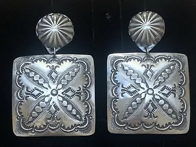 LARGE Navajo Sterling Silver Concho Earrings - Vincent Platero VJP • $248