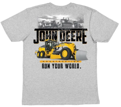 £41.03 • Buy NEW John Deere Gray Construction Run Your World T-Shirt L, XL