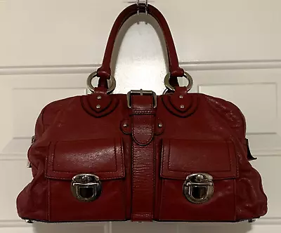 Euc Marc Jacobs Classic Venetia Red Satchel Bag Pushlock Pockets Riri Zip Italy • $199