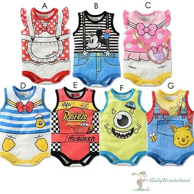 New Baby Boys Girls Disney 7 Themes Costume Romper One Piece Clothes Size 012 • $15.95