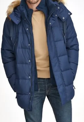 Andrew Marc Conway Removable Faux Fur Hood Quilted Parka Men Size L  • $99.99