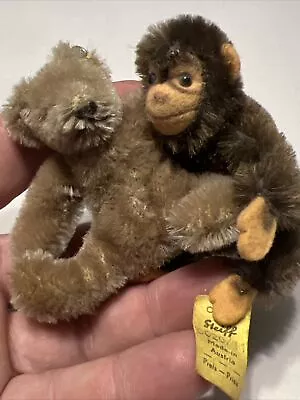 2 Steiff Vintage Mohair Miniature Bear & Monkey Lot Teddy Jocko • $14.50