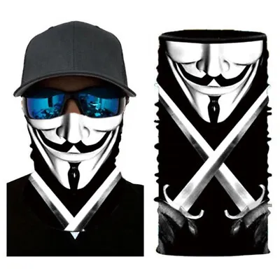 2 Pcs. Face Mask Bandana Neck Gaiter Guy Faux Anonymous Neck Scarf USA Seller  • $13.99