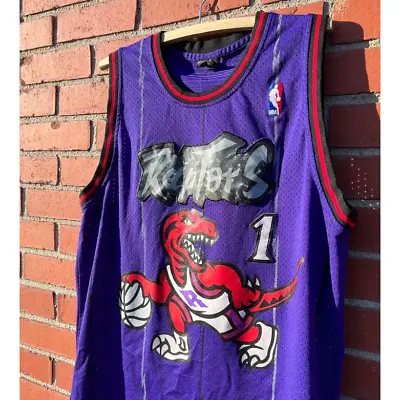 Toronto Raptors Nike Basketball Jersey #1 Tracy McGrady - Sz Large - Vtg 90s NBA • $61