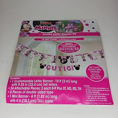 Disney Junior Minnie Mouse Customizable Jumbo Letter Happy Birthday Banner NEW • $10.82