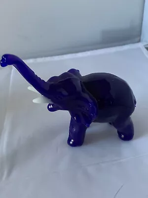 Vintage Crystal Cobalt Blue Elephant Paperweight Figurine Handmade Polish • $15