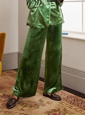 BODEN Rosebury Velvet Trousers SIZE UK 12 Green Wide Leg Pants RRP£120 NEW T0705 • £45.99