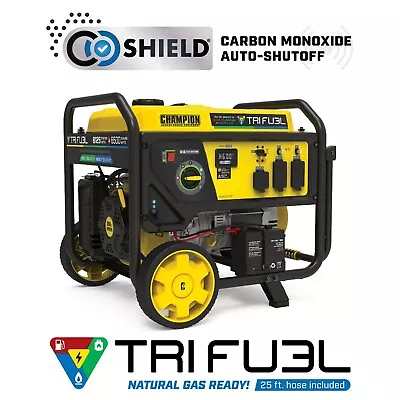 201169 - 6500w/8125w Champion Tri Fuel Generator W/ Co Shield - New • $1029