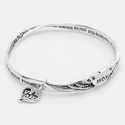 Angel Wings Mobius Bracelet Bangle MOM Help Heart Wisdom Mother Love Religious • $12.99