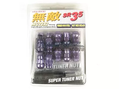 Muteki SR35 Extended Closed Ended Wheel Tuner Lug Nuts Chrome Purple 12x1.5mm • $75.49