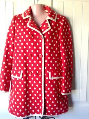 $99.99 • Buy Missoni Woman's Coat Size 4 Red White Polka Dot Double Breasted Made In Italy