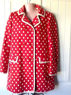 $99.99 • Buy Missoni Woman's Coat Size 4 Red White Polka Dot Double Breasted Made In Italy