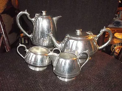 Elegant Silver Plated Teapot Sugar Bowl Milk Jug & Coffee Pot Walker Hall 17100 • £56