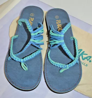 Rope Sandals With Storage Bag Plaka Women’s Sz. 8 Blue & Turquoise Oceanside  • $14