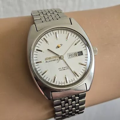 Vintage ENICAR Ocean Pearl Men's Automatic Watch 2167-51-29 25Jewels Swiss 1970s • $299