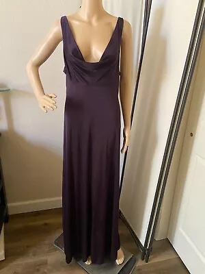 Vtg John Kloss For Cira Eggplant Long Nightgown Negligee L XL Draped Cowl Neck • $44